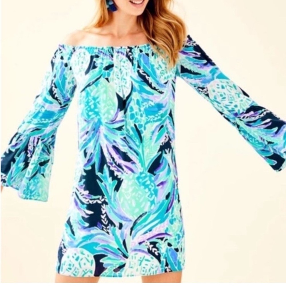 Lilly Pulitzer Nevie Dress Alotta Colada Print Size M NWOT